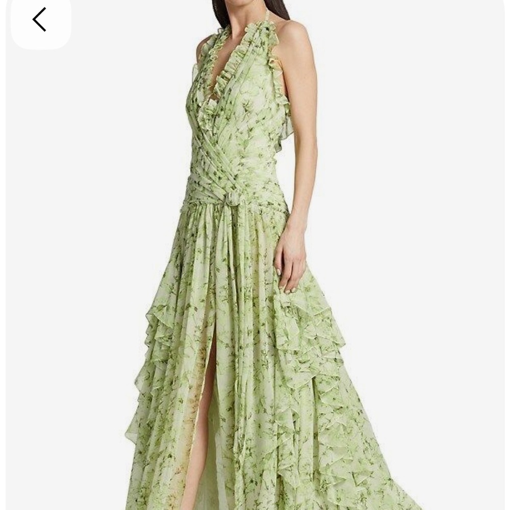 Cinq à Sept Agatha floral chiffon ruffled gown